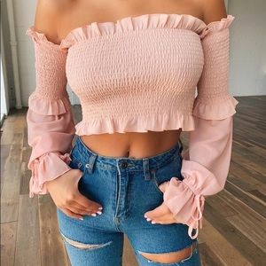 Tiger mist blush crop top